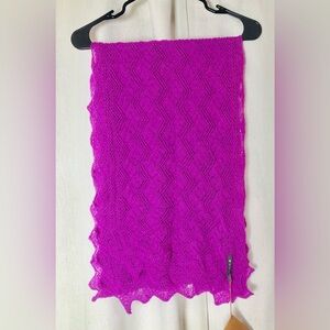 SOL Baby Alpaca Knitted Lace Scarf Magenta Hot Pink NWT New Peru MSRP $145